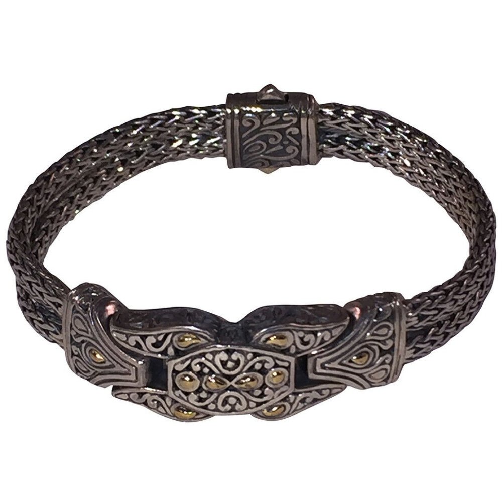 Contemporary Sterling Silver and 18 kt Gold Woven